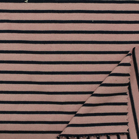 Black Stripes Jersey Knit, Poly-Viscose, 224 gsm