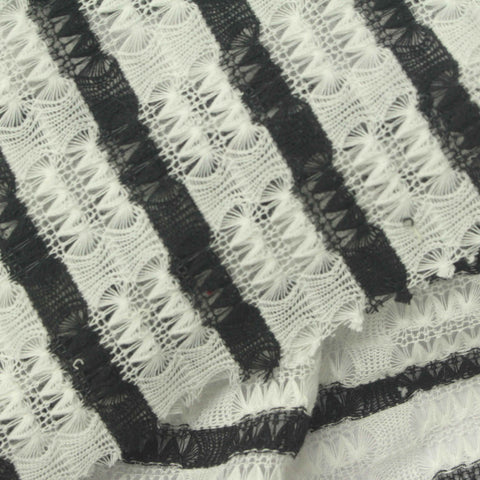Black Horizontal-Stripe Chunky Knit, Polyester, 140 gsm