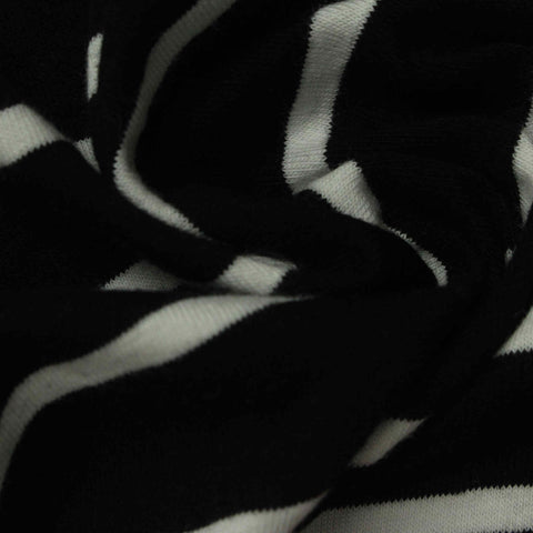 White Horizontal-Stripe Knit, Cotton, 200 gsm