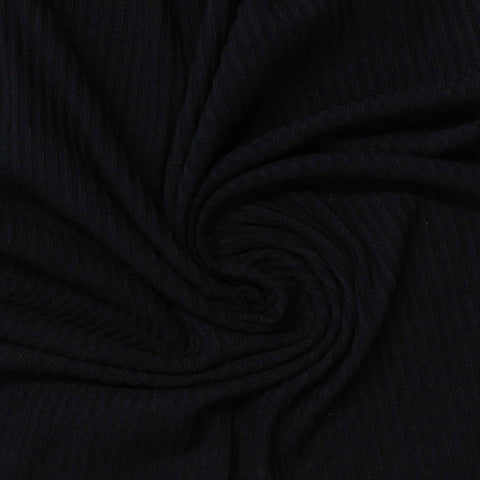 Viscose Stretch Knit Fabric, 220 gsm, 130 cm — Black