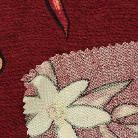 Cream Floral Woven, Linen-Viscose, 160 gsm