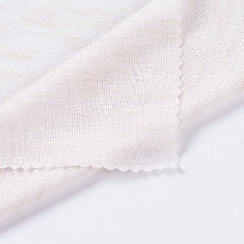 Slub Polyester Viscose Jersey Knit Fabric, 125 gsm, 165 cm — White