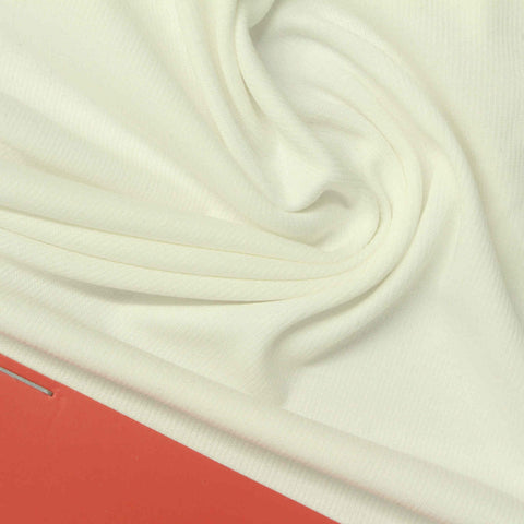 Modal Polyester Rib Knit Fabric, 160 gsm — White