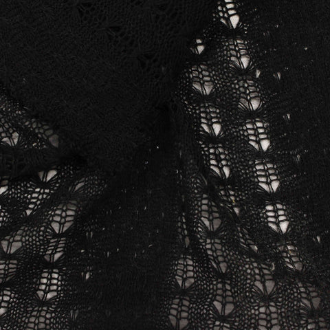 Black Openwork Chunky Knit, Poly-Viscose, 174 gsm