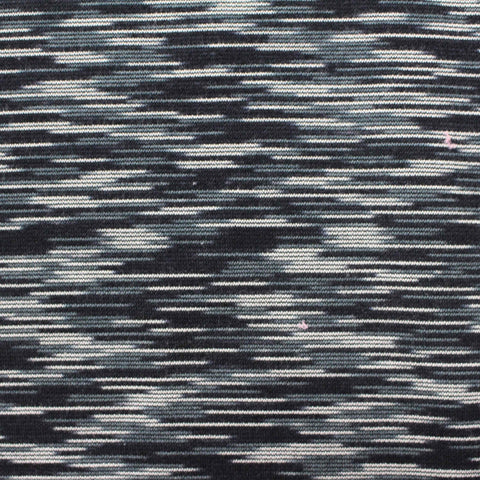 Black Horizontal-Stripe Ponte Knit, Viscose-Nylon, 250 gsm