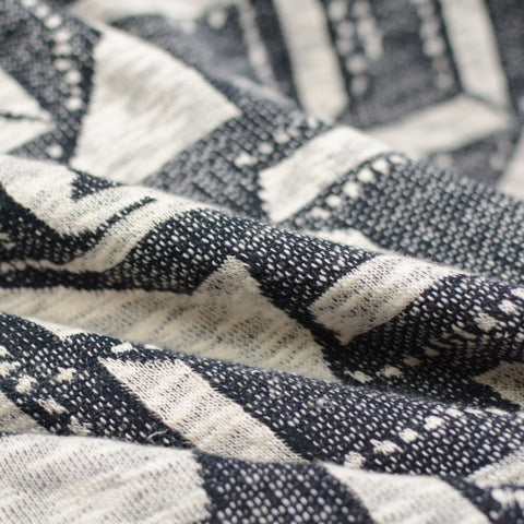 Dark Blue Geometric Chunky Knit, Cotton-Poly, 280 gsm