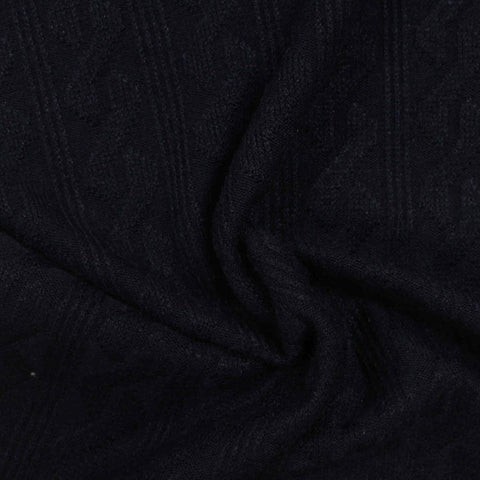 Dark Blue Tone-on-Tone Pointelle Knit, Viscose-Poly