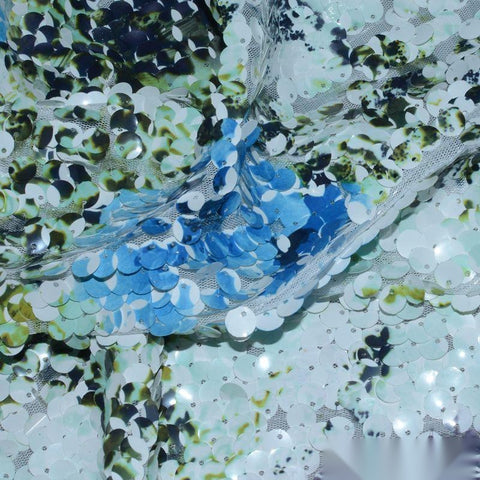 Blue Sequins Mesh, Polyester