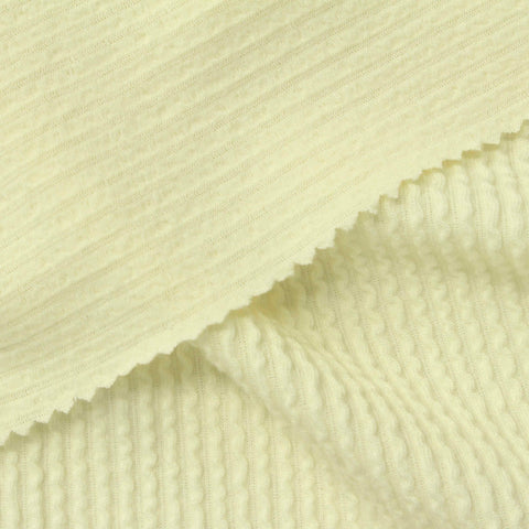 Polyester Viscose Stretch Rib Knit Fabric, 218 gsm, 160 cm — Yellow