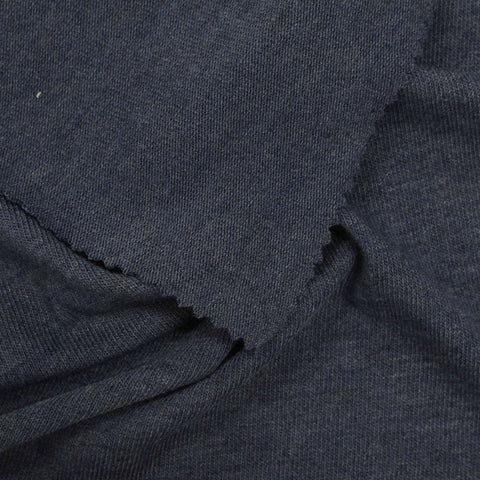 Dark Blue-Grey Marl Rib Knit, Poly-Viscose