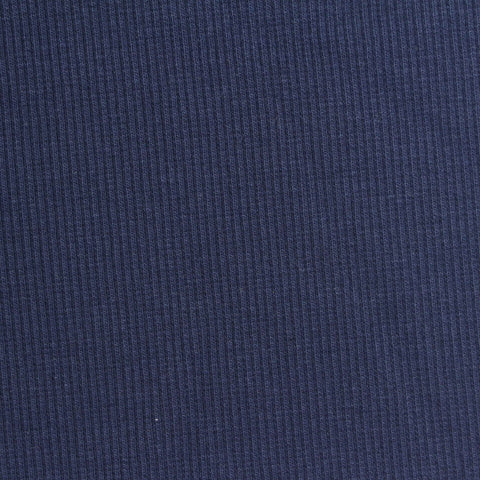 Cotton Polyester Stretch Rib Knit Fabric, 380 gsm, 130 cm — Navy