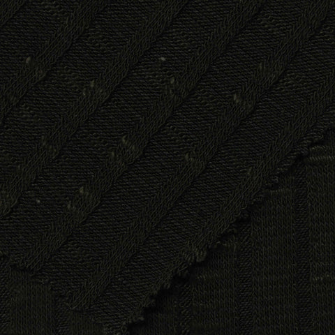 Slub Viscose Polyester Stretch Rib Knit Fabric, 315 gsm, 144 cm — Black