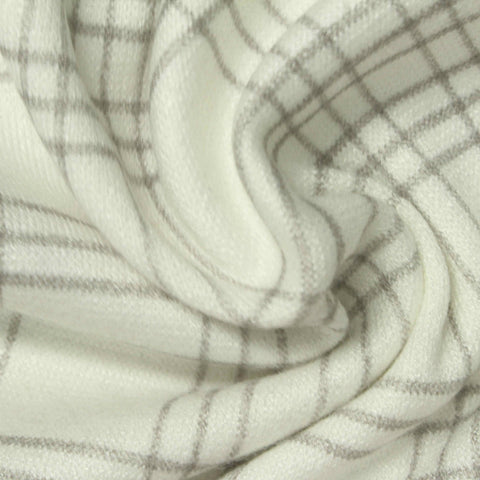 Light Grey Plaid Chunky Knit, Viscose-Poly