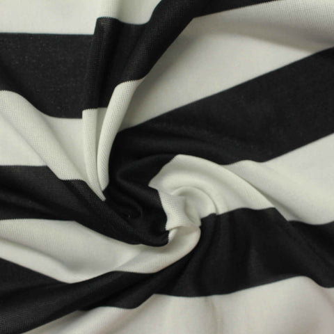 Black Horizontal-Stripe Knit, Polyester, 115 gsm, 170 cm