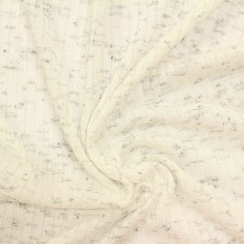 Cream Marl Rib Knit, Poly-Viscose, 122 gsm