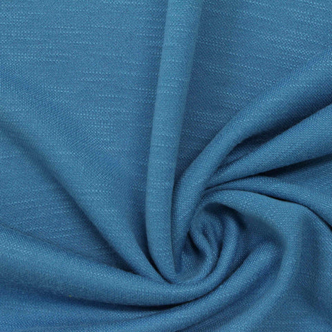 Slub Viscose Polyester Interlock Knit Fabric, 240 gsm, 165 cm — Navy