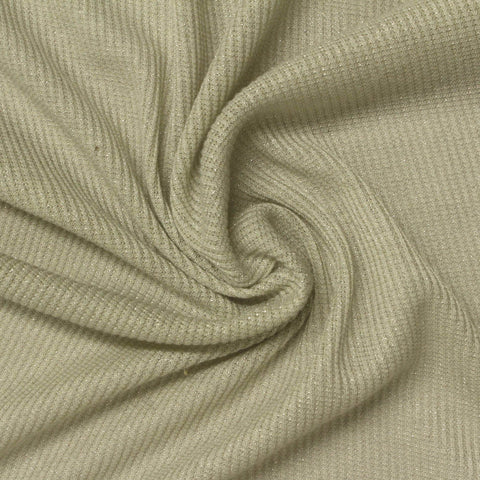 Polyester Metallic Stretch Rib Knit Fabric, 125 gsm, 148 cm — Khaki