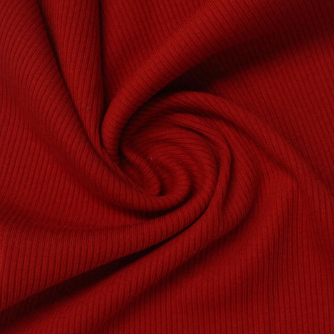 Polyester Cotton Blend Rib Knit Fabric, 319 gsm — Red