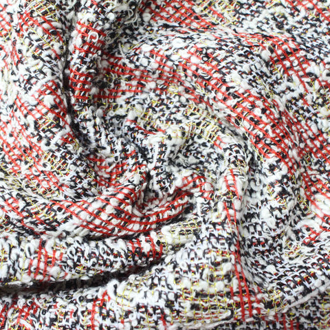 Red Grid Chunky Knit, Poly-Cotton, 215 gsm