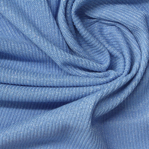 Light Blue Marl Rib Knit, Polyester, 170 gsm