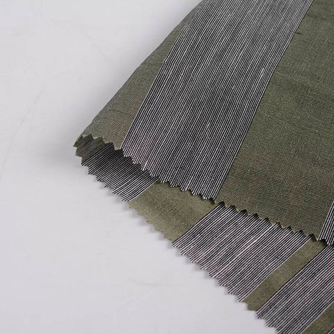 Olive Horizontal-Stripe Jacquard, Linen-Viscose