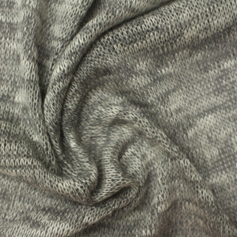 Dark Grey Heathered-Marl Chunky Knit, Viscose-Poly, 176 gsm
