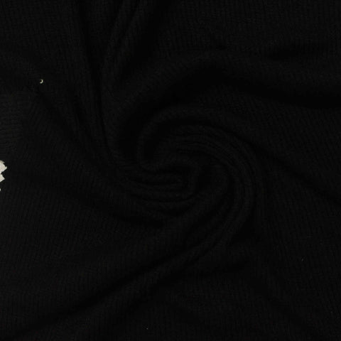 Viscose Stretch Rib Knit Fabric, 250 gsm — Black