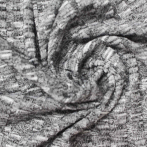 Grey Heather Rib Knit, Polyester, 225 gsm