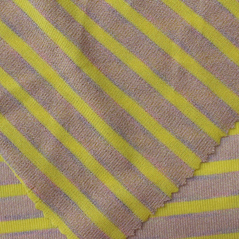 Yellow Horizontal-Stripe Knit, Viscose-Nylon