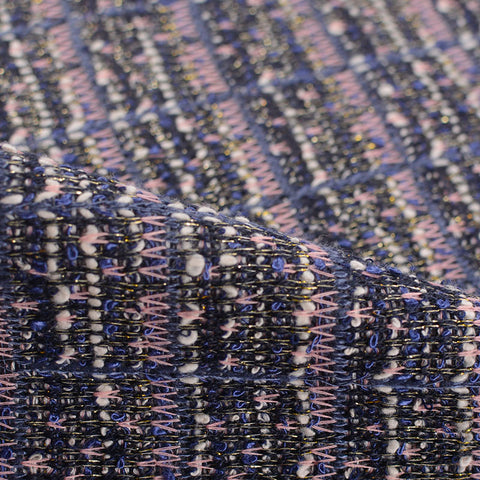 Navy Textured Interlock Knit, Poly-Viscose