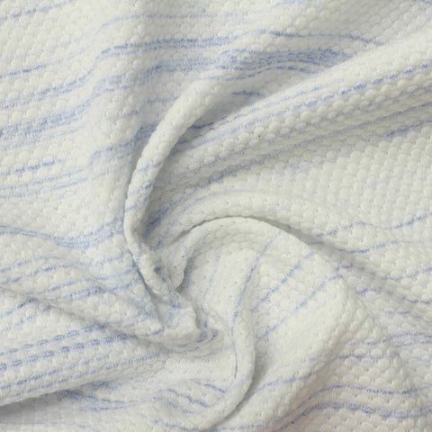 Blue Horizontal-Stripe Jersey Knit, Cotton-Poly, 203 gsm