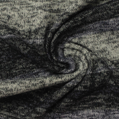 Heathered Grey Horizontal-Stripe Chunky Knit, Poly-Viscose