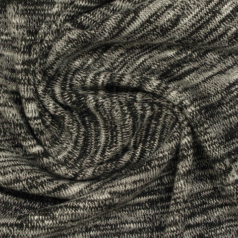 Black Heathered-Marl Jersey Knit, Viscose-Poly, 200 gsm