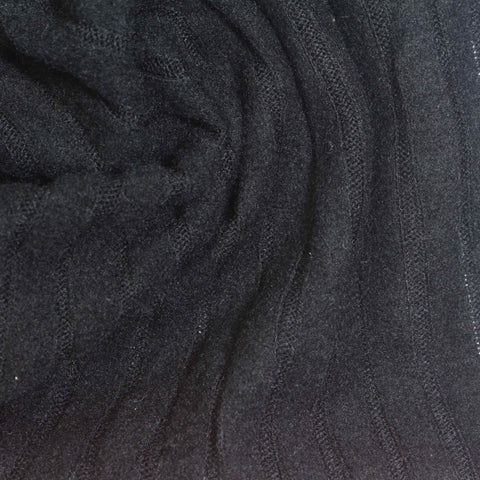 Charcoal Textured-Stripe Rib Knit, Poly-Viscose
