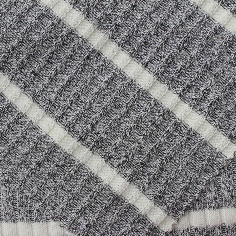 White Horizontal-Stripe Jersey Knit, Viscose-Poly, 200 gsm
