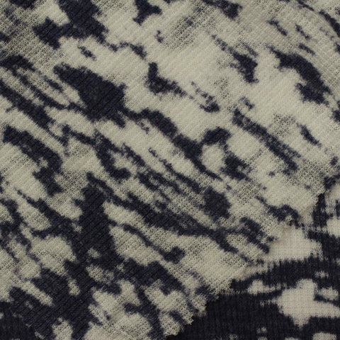 Navy Abstract Rib Knit, Cotton-Poly