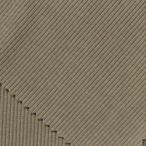 Cotton Polyester Stretch Rib Knit Fabric, 330 gsm, 115 cm — Khaki