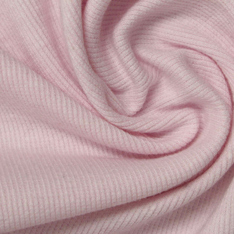 Polyester Cotton Stretch Rib Knit Fabric, 245 gsm, 117 cm — Pink