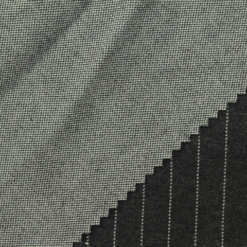 White Vertical-Pinstripe Interlock Knit, Viscose-Poly, 340 gsm