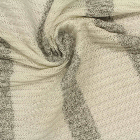 Light Cream Vertical-Stripe Rib Knit, Polyester
