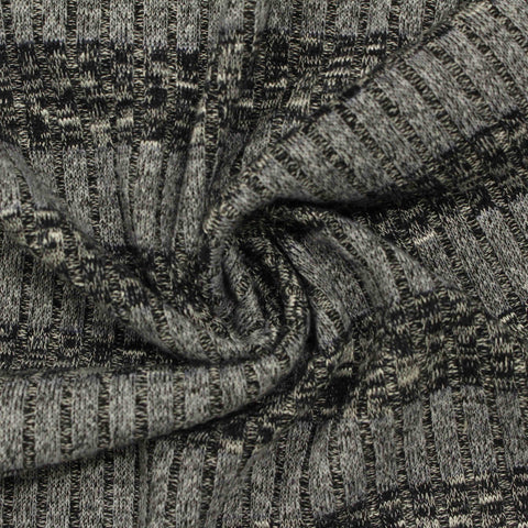Black Bands Rib Knit, Poly-Viscose