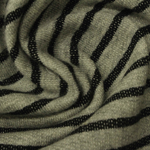 Light Grey Stripes French Terry, Cotton-Poly