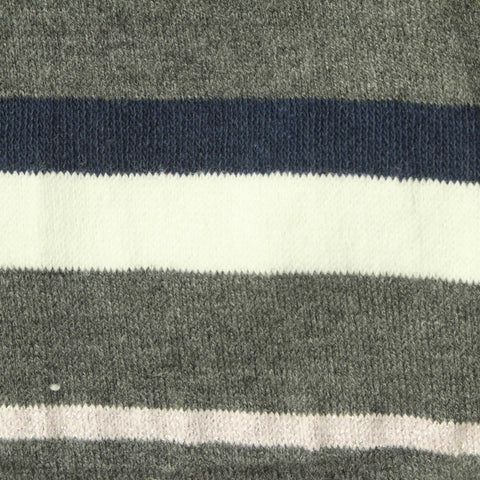 Grey Horizontal-Stripe Jersey Knit, Poly-Cotton
