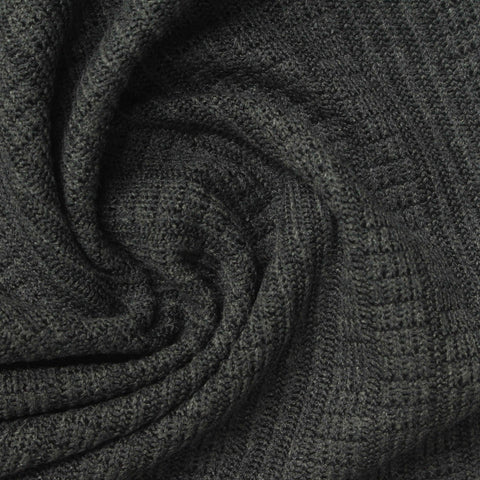Dark Grey Textured Interlock Knit, Poly-Viscose