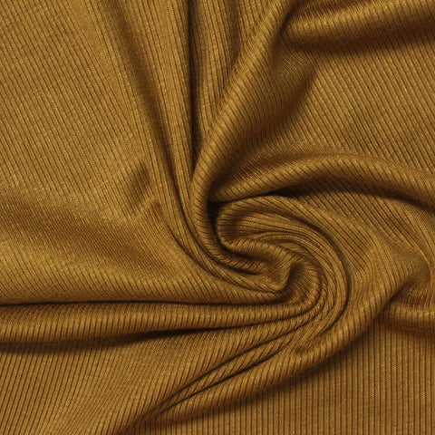 Viscose Stretch Rib Knit Fabric, 200 gsm, 160 cm — Khaki