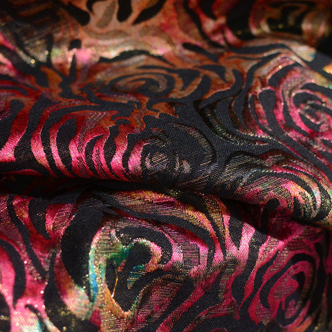 Pink Roses Jacquard, Poly-Cotton