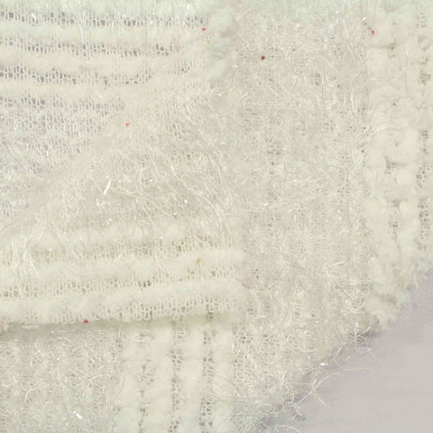 White Horizontal-Stripe Rib Knit, Polyester, 206 gsm