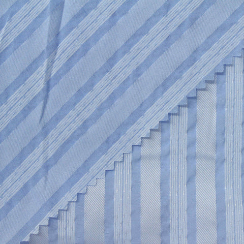Light Blue Vertical-Stripe Jacquard, Viscose-Poly