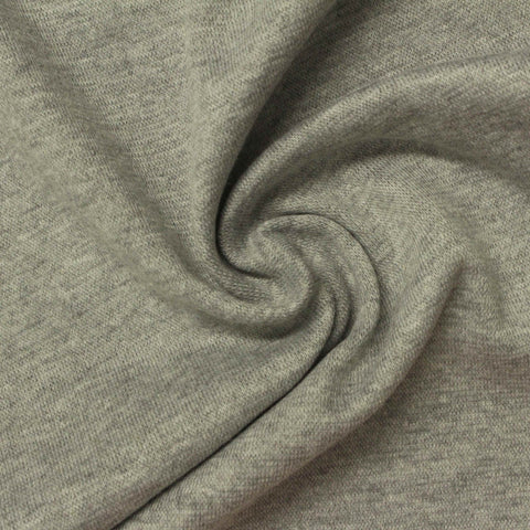 Heathered Grey Marl Rib Knit, Poly-Cotton, 275 gsm