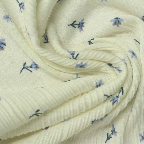 Blue Floral Crepe, Polyester, 170 gsm